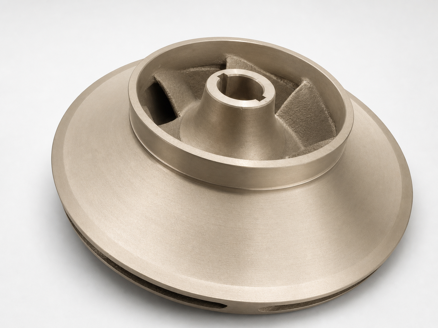 Closed impeller viewed from a three-quarter angle