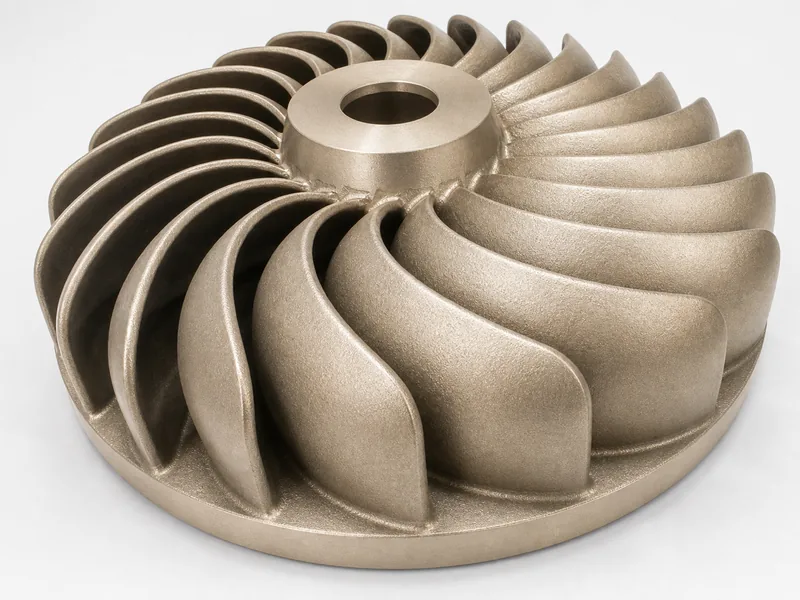 Angled view showing open impeller blade curvature