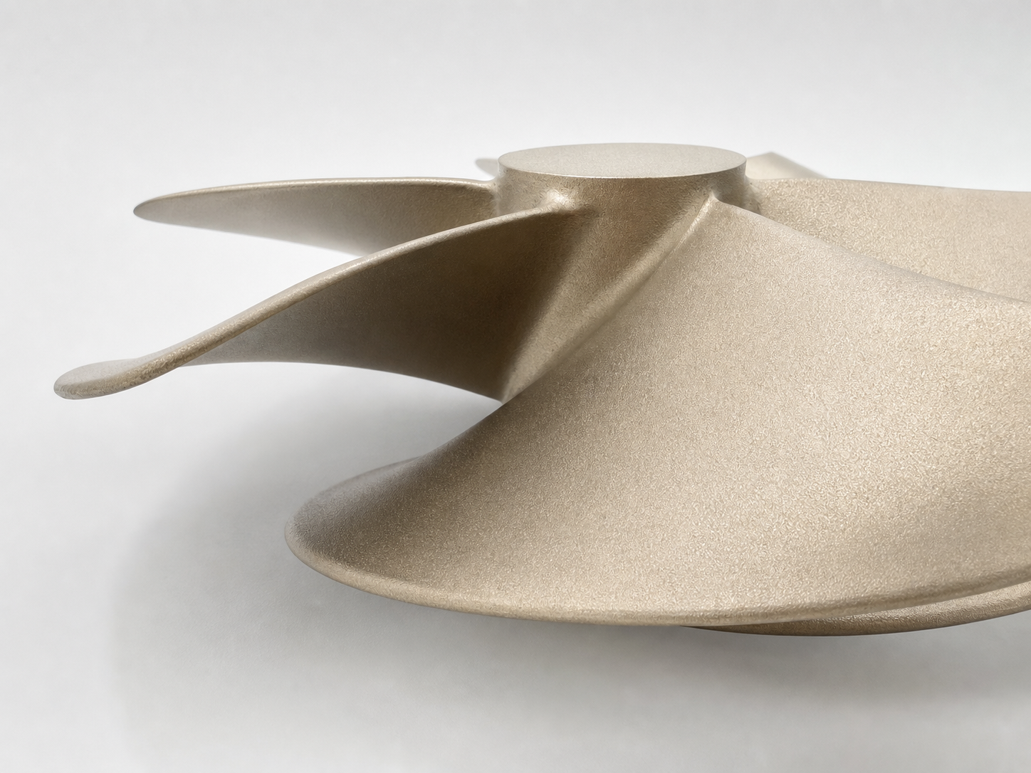 Close-up of curved open impeller blades