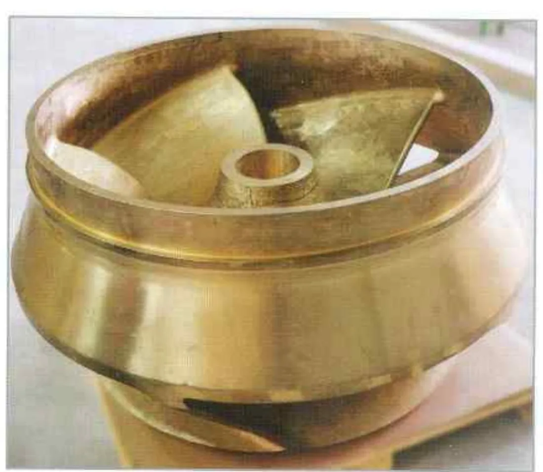 Finished aluminium bronze vertical pump impeller after machining