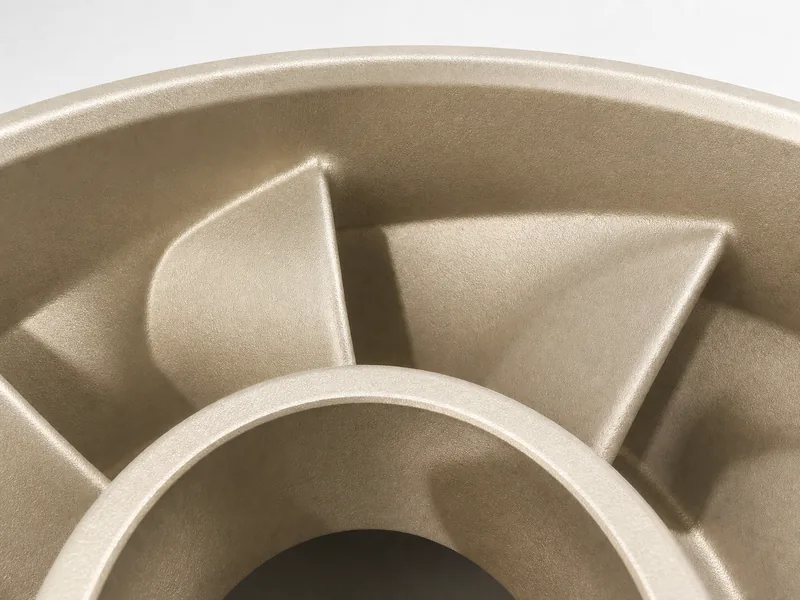 Closed impeller hub and shrouded blade arrangement