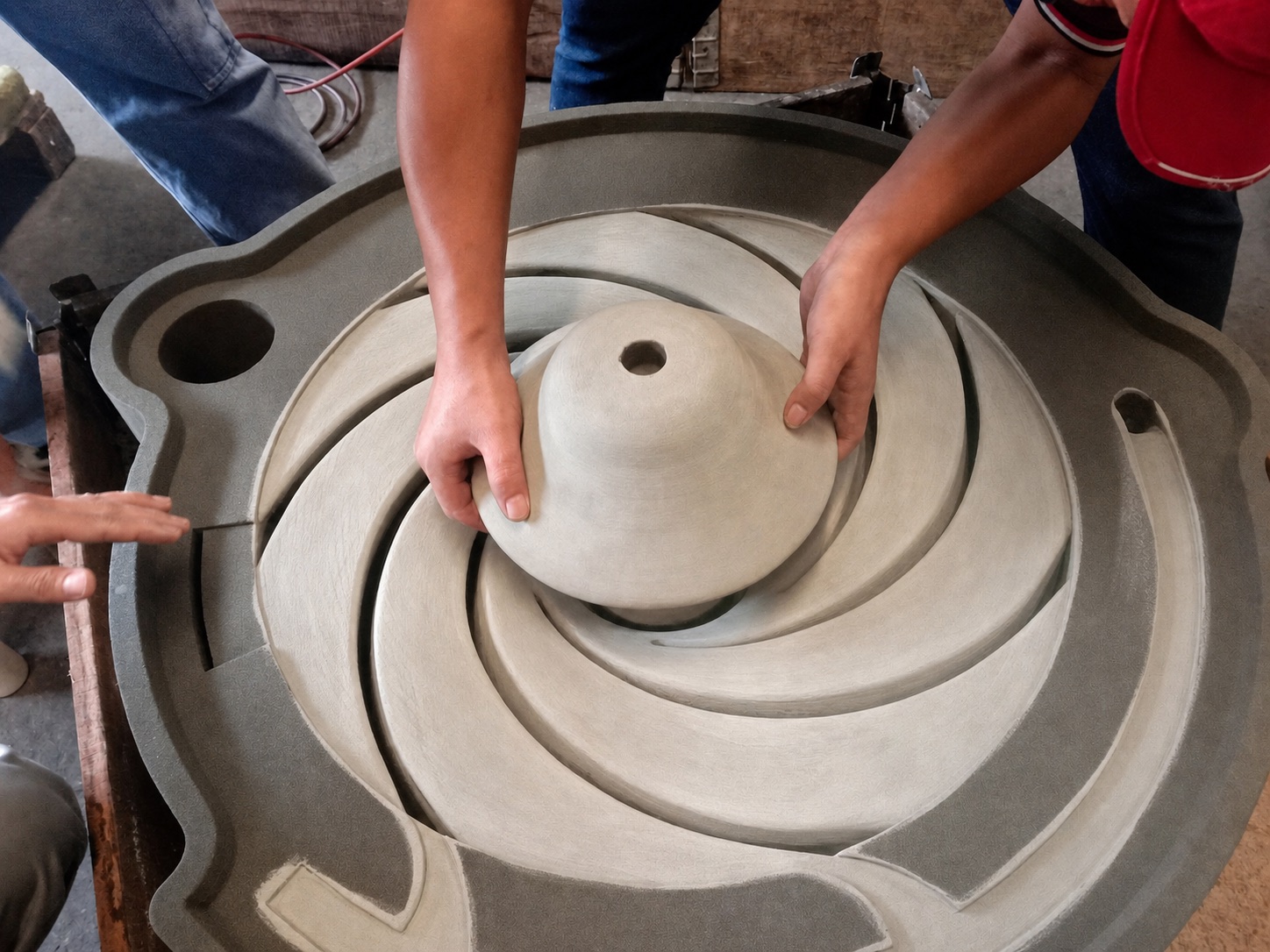 Complex 3D-printed sand core for the internal passages of a closed impeller