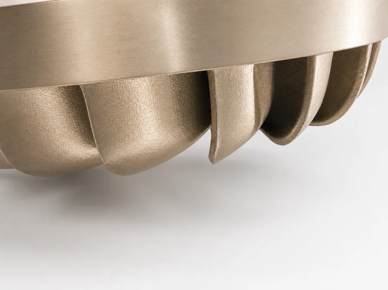 Side and underside detail of an open impeller