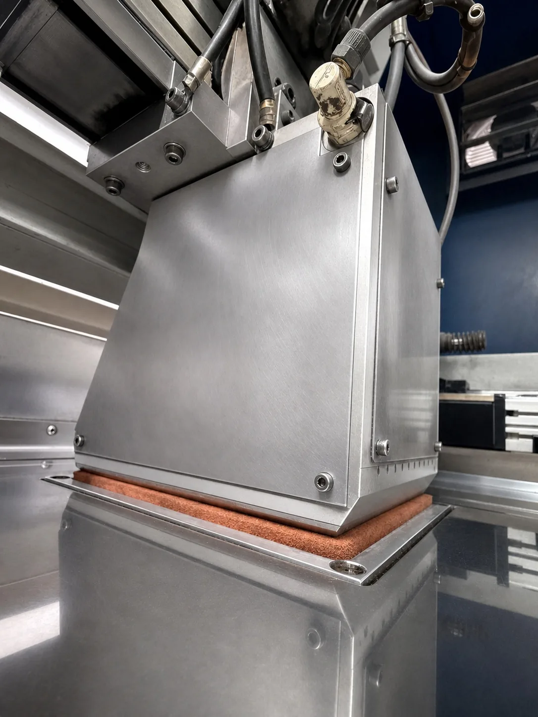 Close-up of the internal printing system inside the ExOne S-Max