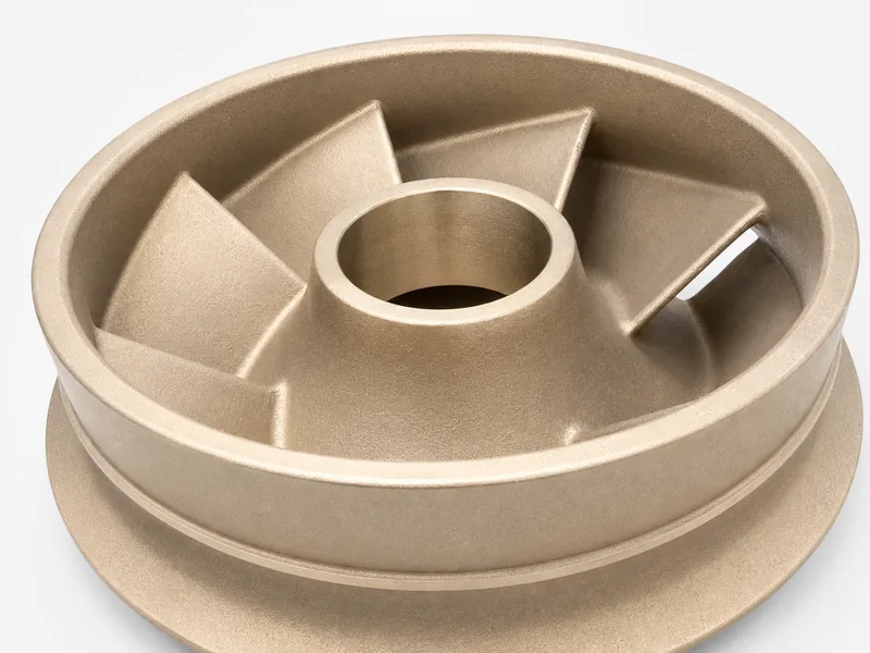 Closed impeller viewed from a three-quarter angle