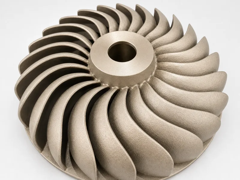 Open impeller viewed from a three-quarter angle