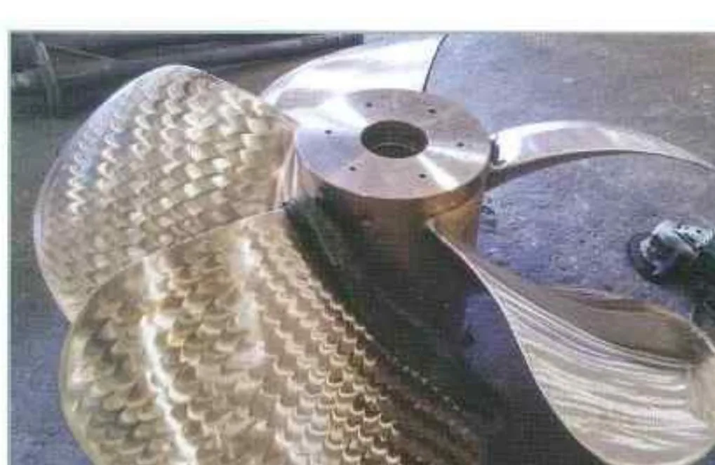 Finished as-cast aluminium bronze ship propeller with machined hub
