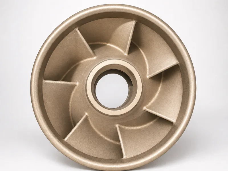 Close-up of closed impeller blade and flow-passage detail