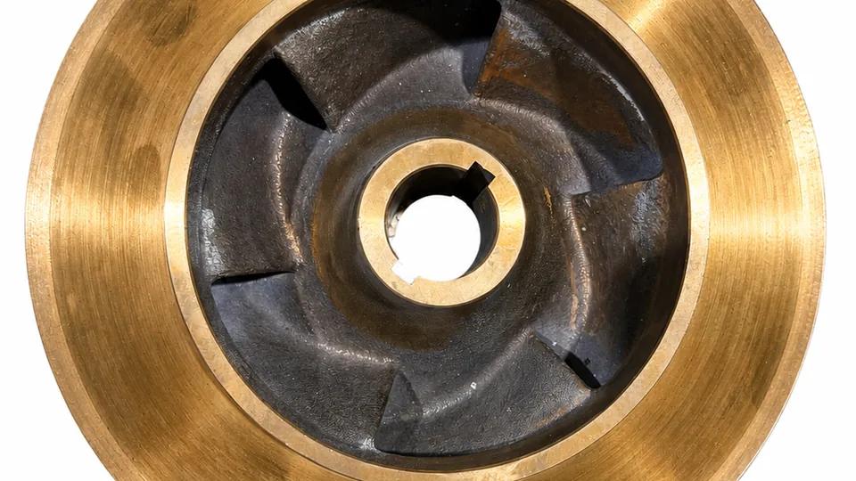 Bronze pump impeller casting with machined outer ring
