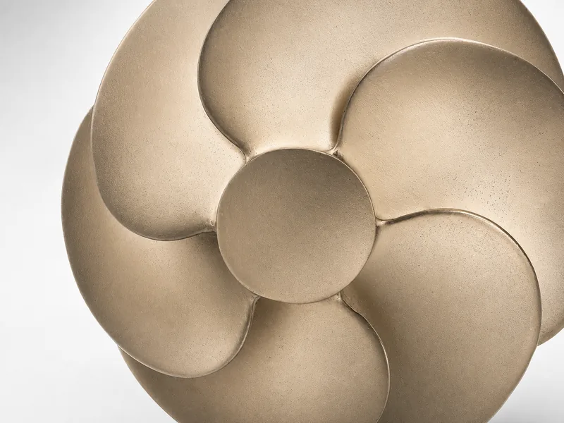 Top detail of open impeller blades around the hub