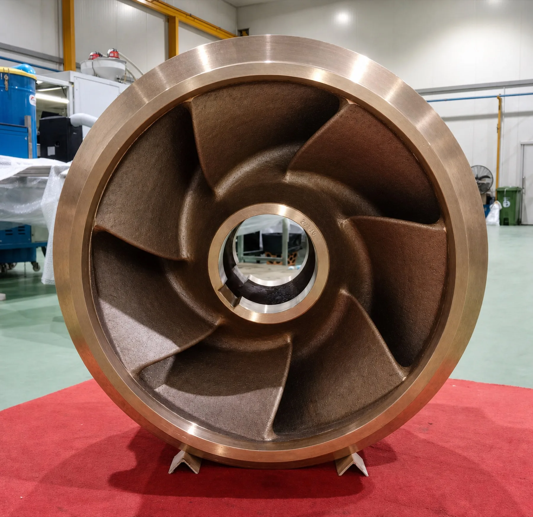 Finished double-suction bronze impeller casting produced from printed sand molds