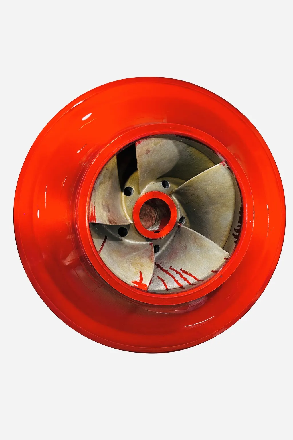 Penetrant inspection activity on the surface of a cast component
